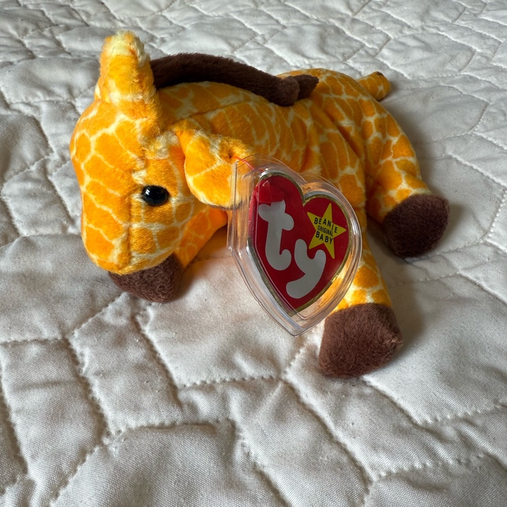 Ty Giraffe “Twigs” Beanie Baby Plush Toy - Bright Yellow and Rich Brown